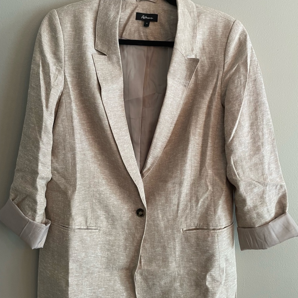 Reitmans Tan Linen Boyfriend Blazer